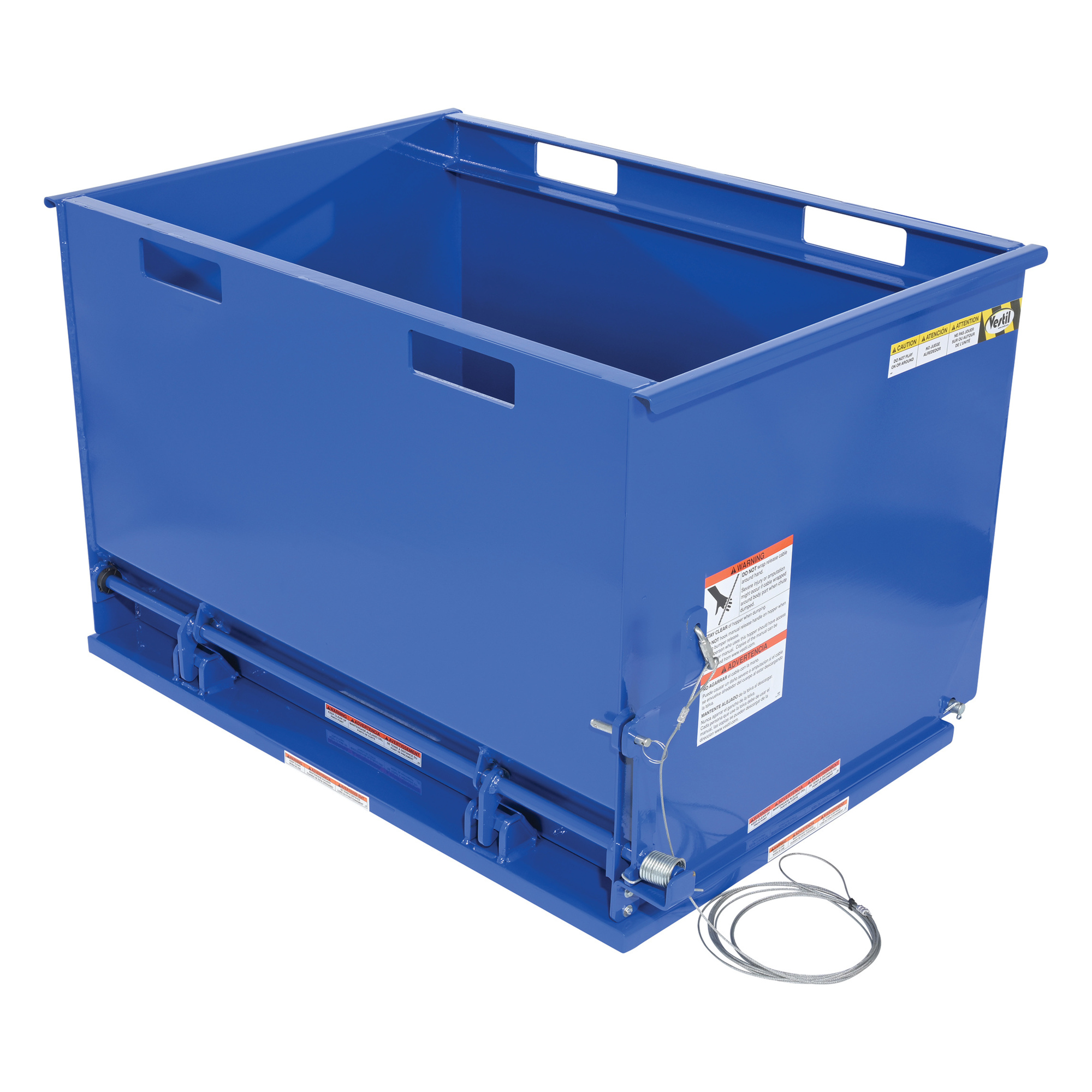 Vestil Steel Drop Bottom Hopper — 1 Cubic Yard, 3,000-Lb. Capacity, Blue, Model# DBH-100-3